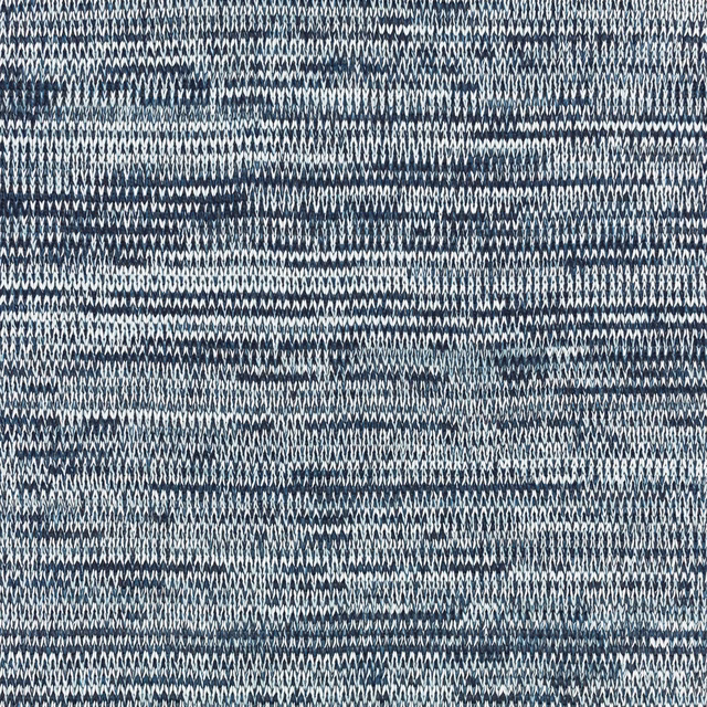 Cool indigo woven textile with pale zigzag flecks and horizontal tonal bands
