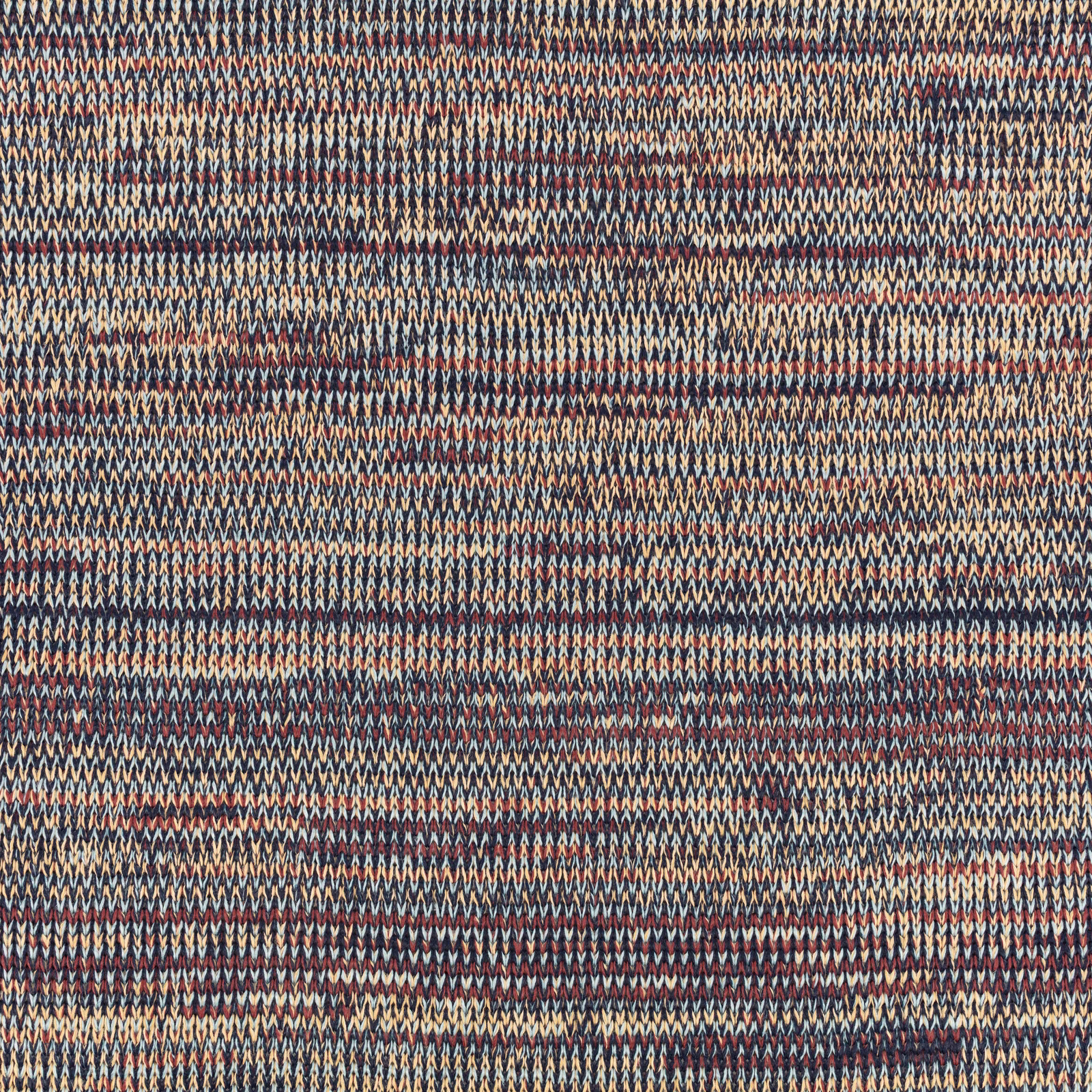 Blue-charcoal woven zigzags with rust, cream and muted pink flecks