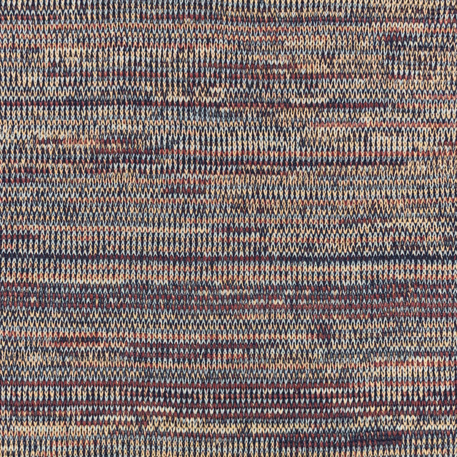 Blue-charcoal woven zigzags with rust, cream and muted pink flecks