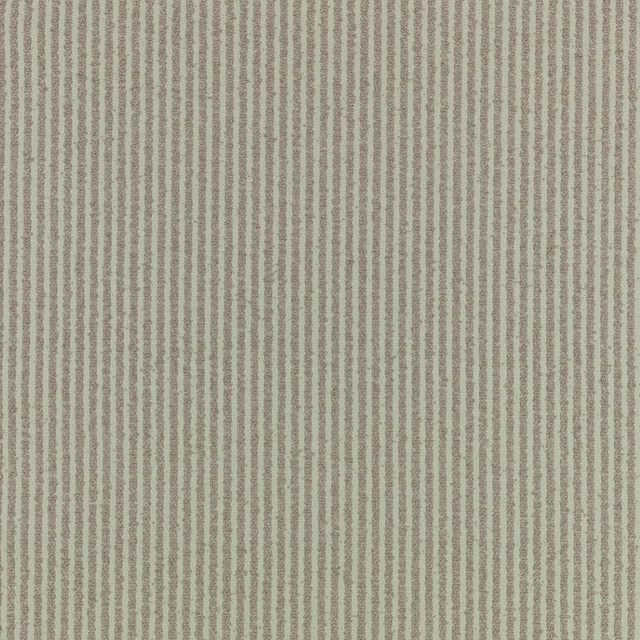 Muted sage-green fabric with fine taupe vertical stripes and a softly textured weave