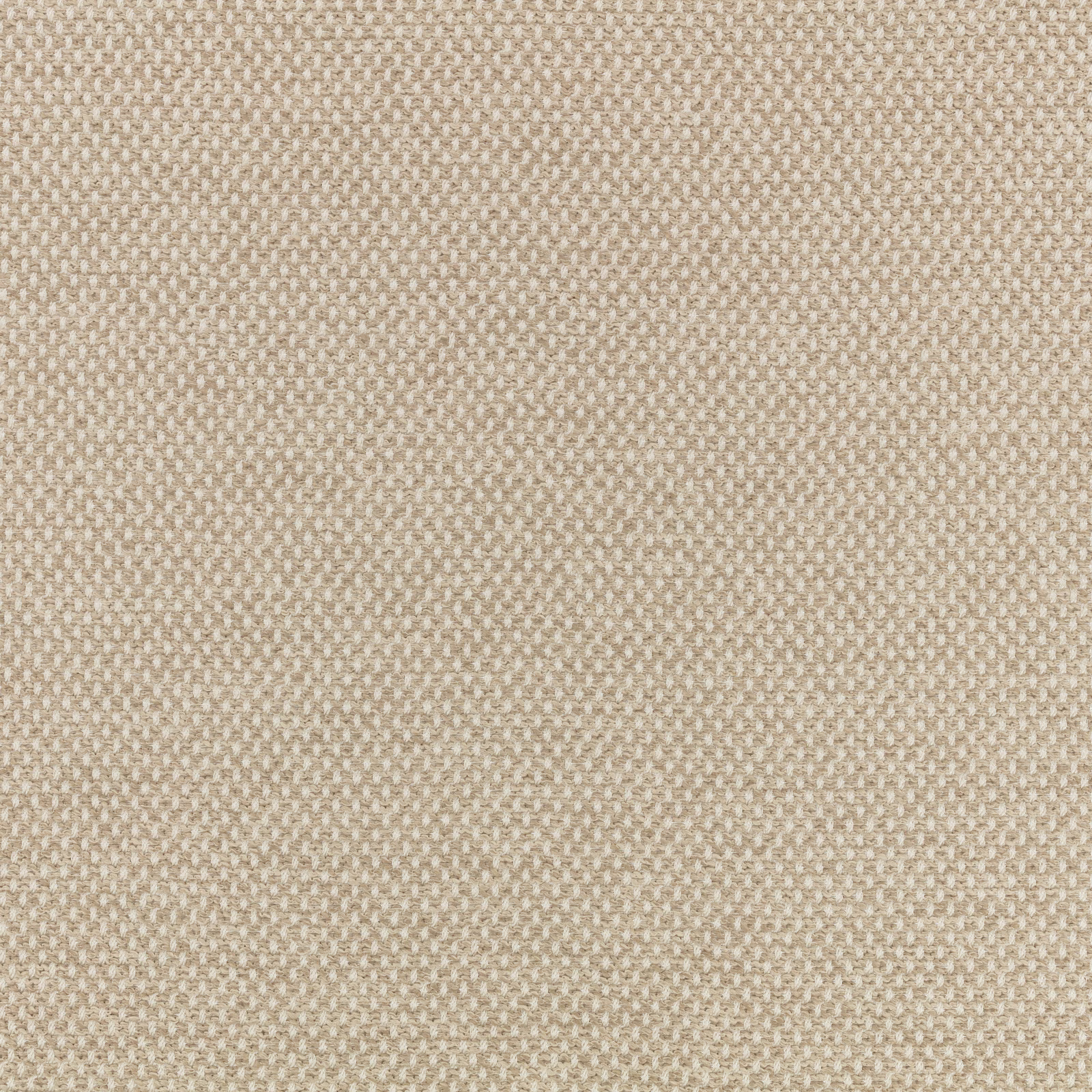 Close view of warm flax beige fabric with a small, tactile woven grid