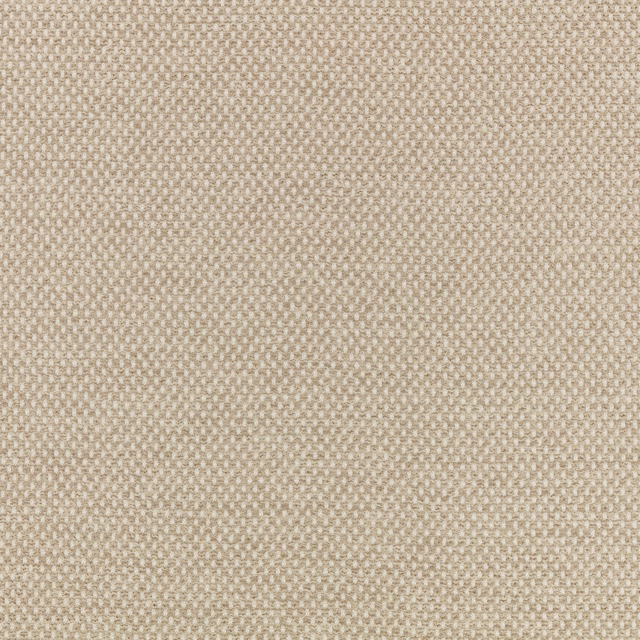 Close view of warm flax beige fabric with a small, tactile woven grid