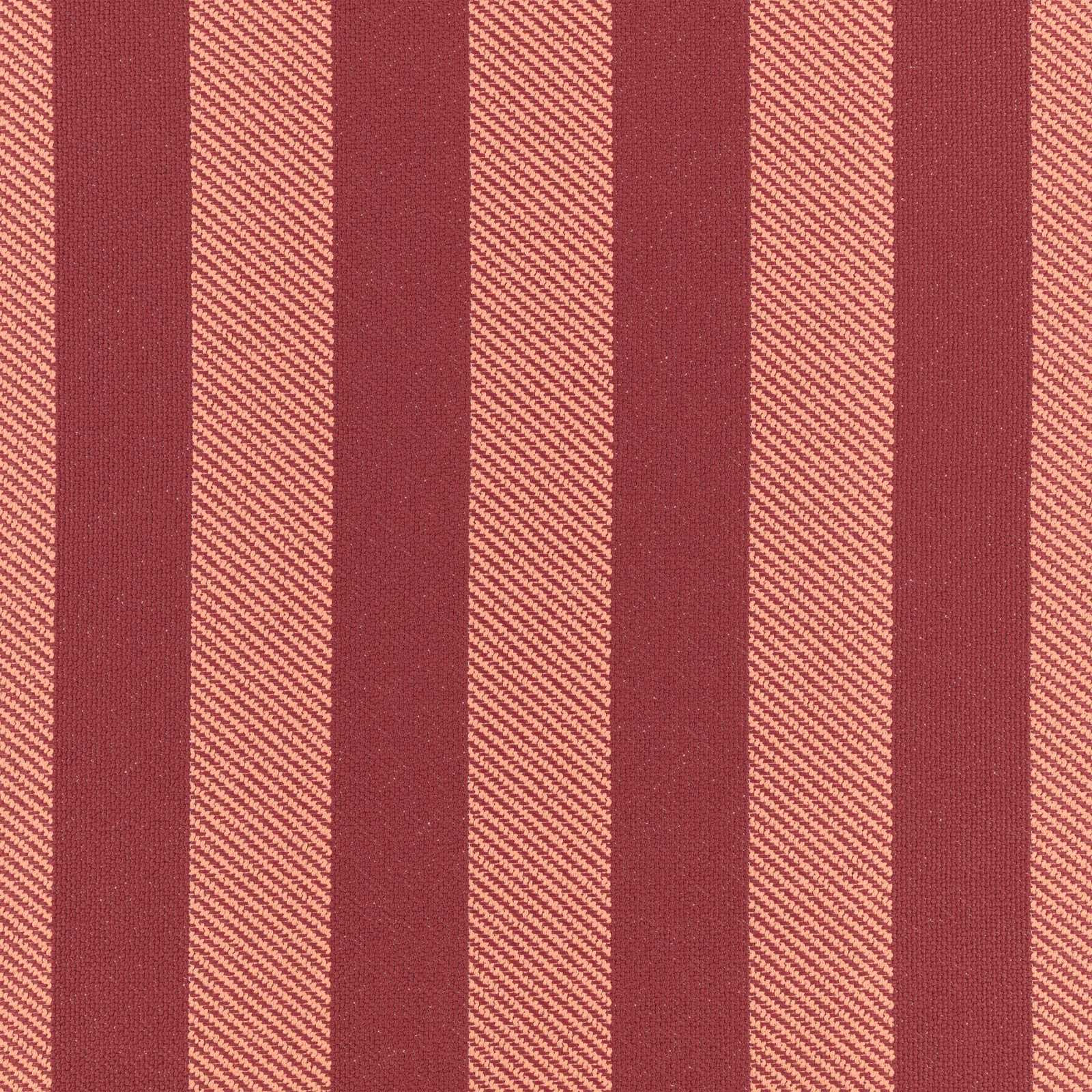Deep berry-red woven fabric with narrow blush herringbone stripes and broad bands