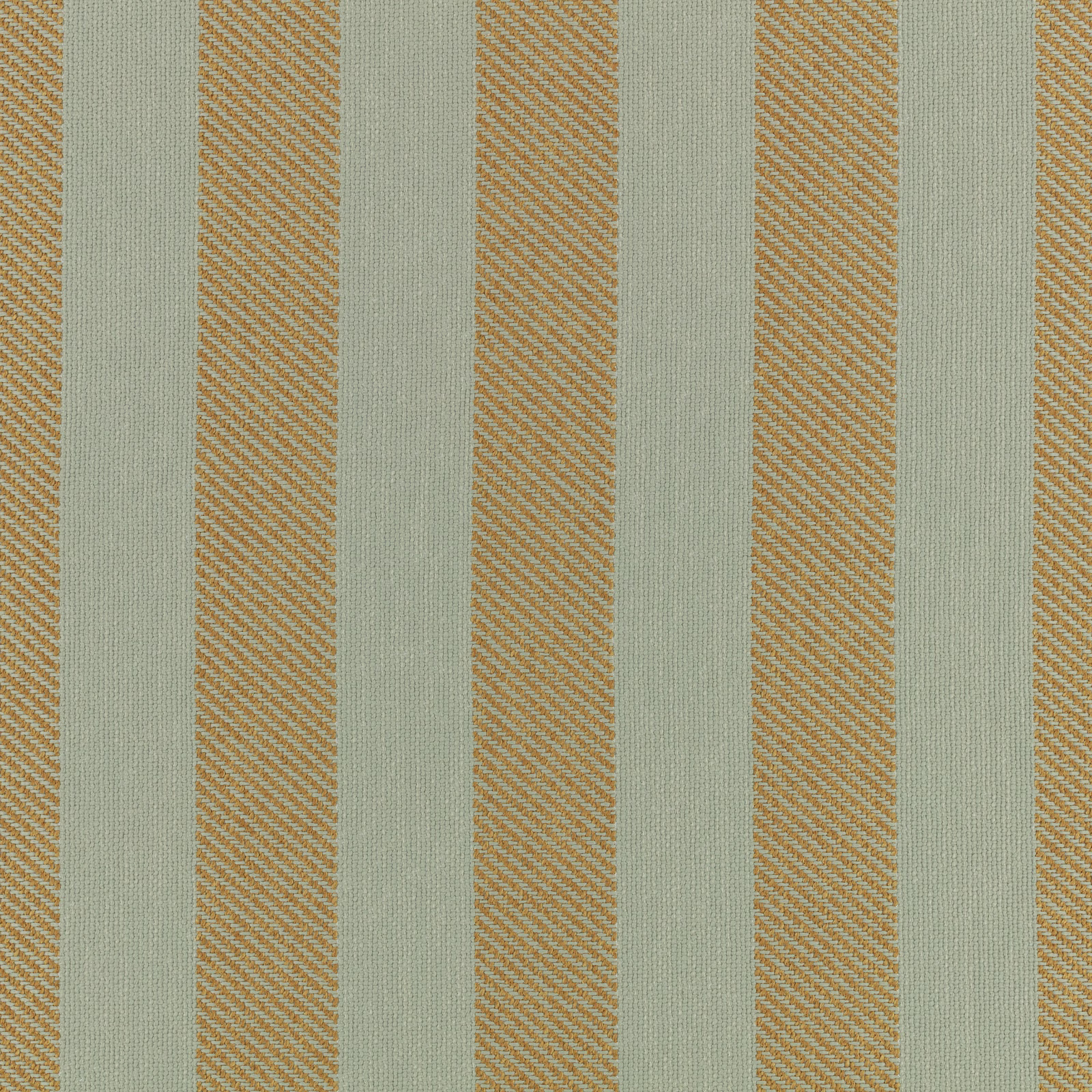 Pale aqua fabric with vertical ochre textured stripes and a fine woven surface