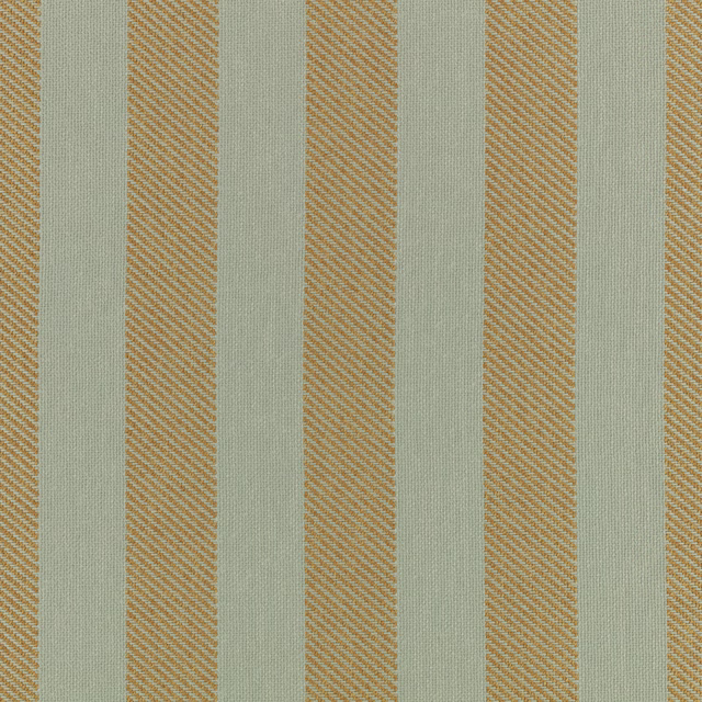 Pale aqua fabric with vertical ochre textured stripes and a fine woven surface