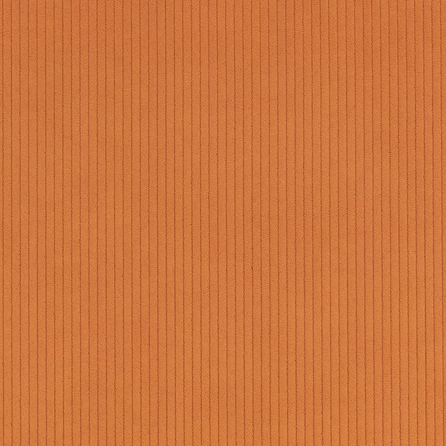 Warm amber-orange corduroy with fine vertical ribs and a softly shaded surface