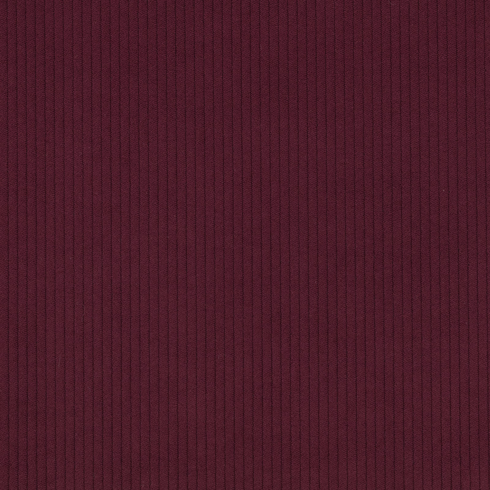 Deep aubergine corduroy with closely spaced vertical ribs and a subtle matte sheen
