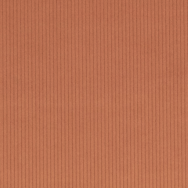 Warm terracotta-pink fabric with fine, closely spaced vertical cord ribs