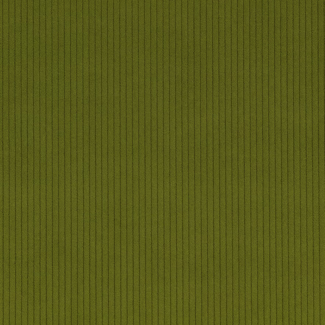 Basil-green cord fabric with fine, closely spaced vertical ribs and soft shadowing