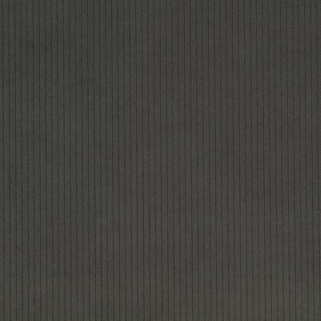 Close-up of dark charcoal-grey cord fabric with fine, closely spaced vertical ribs
