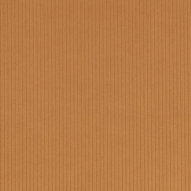 Warm caramel-brown fabric swatch with fine, closely spaced vertical cord ribs