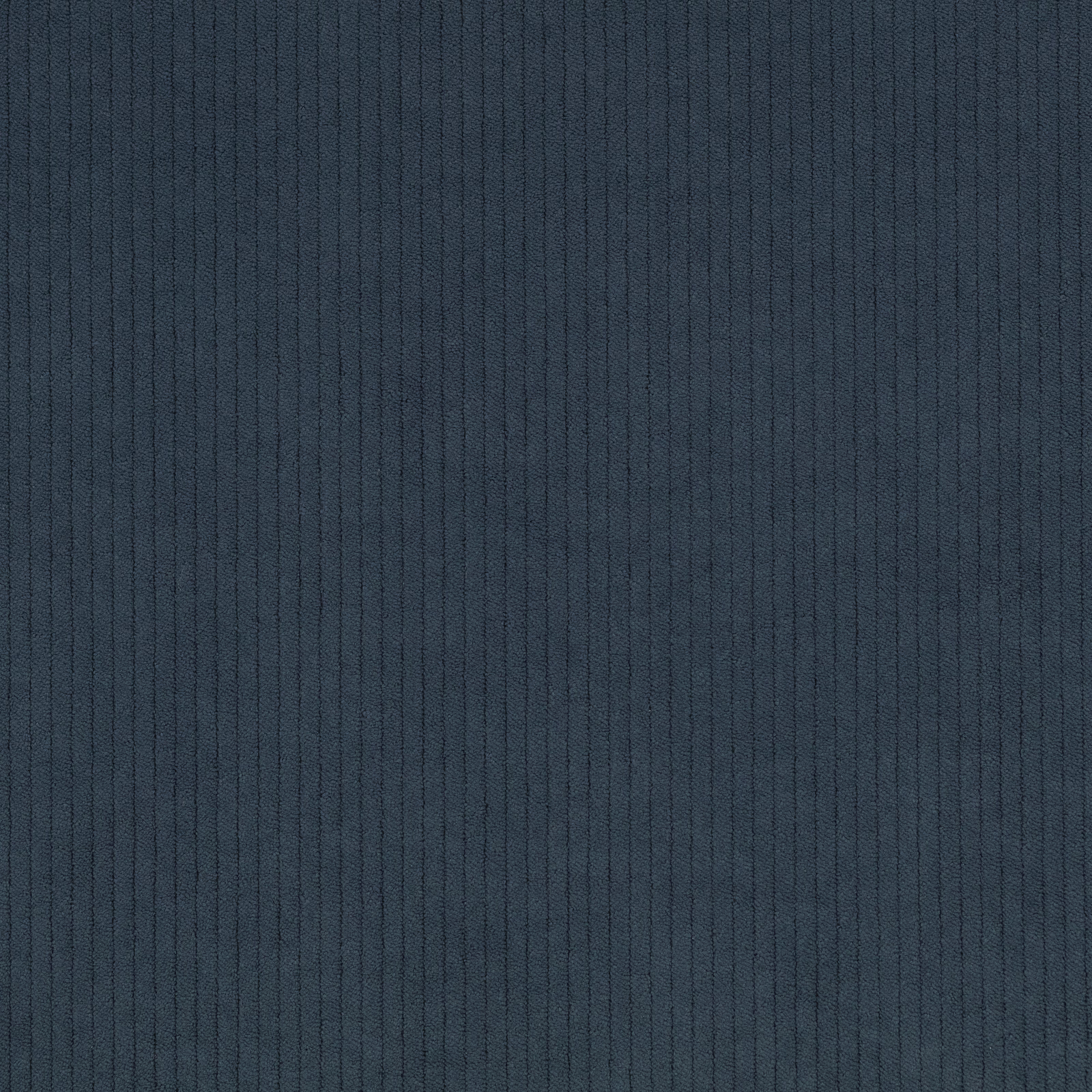 Deep indigo corduroy-style fabric with fine, closely spaced vertical ribs and subtle tonal texture