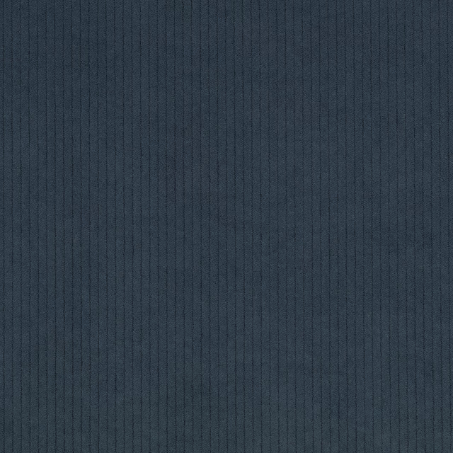 Deep indigo corduroy-style fabric with fine, closely spaced vertical ribs and subtle tonal texture