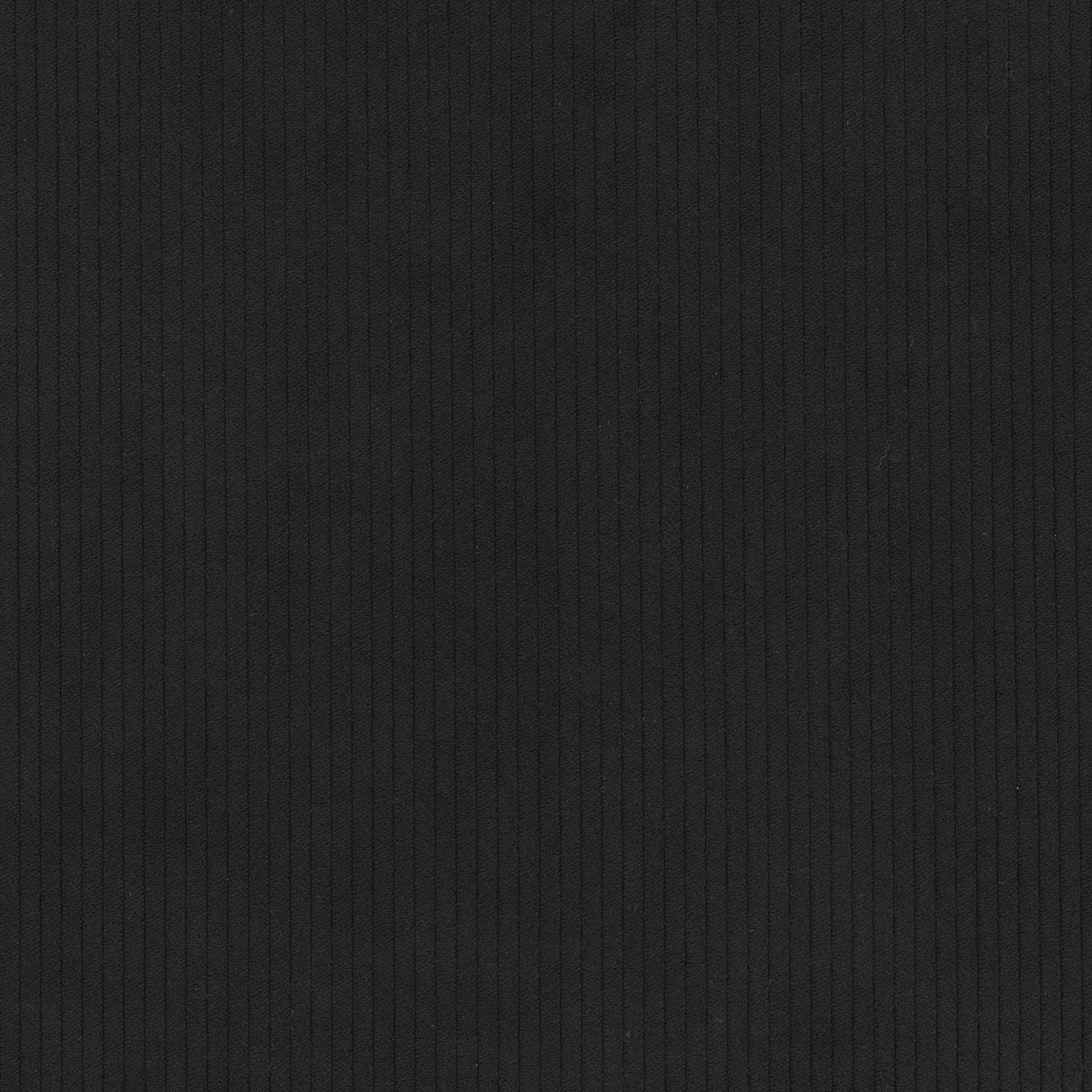 Jet black corduroy with fine vertical ribs and softly shaded texture