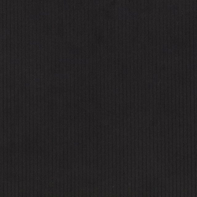 Jet black corduroy with fine vertical ribs and softly shaded texture