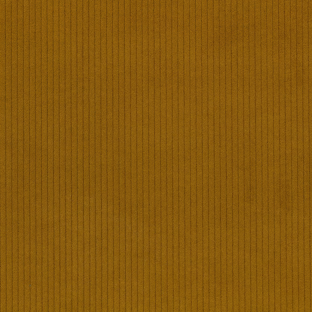 Warm ochre-brown cord fabric with fine, closely spaced vertical ribs and soft tonal shading