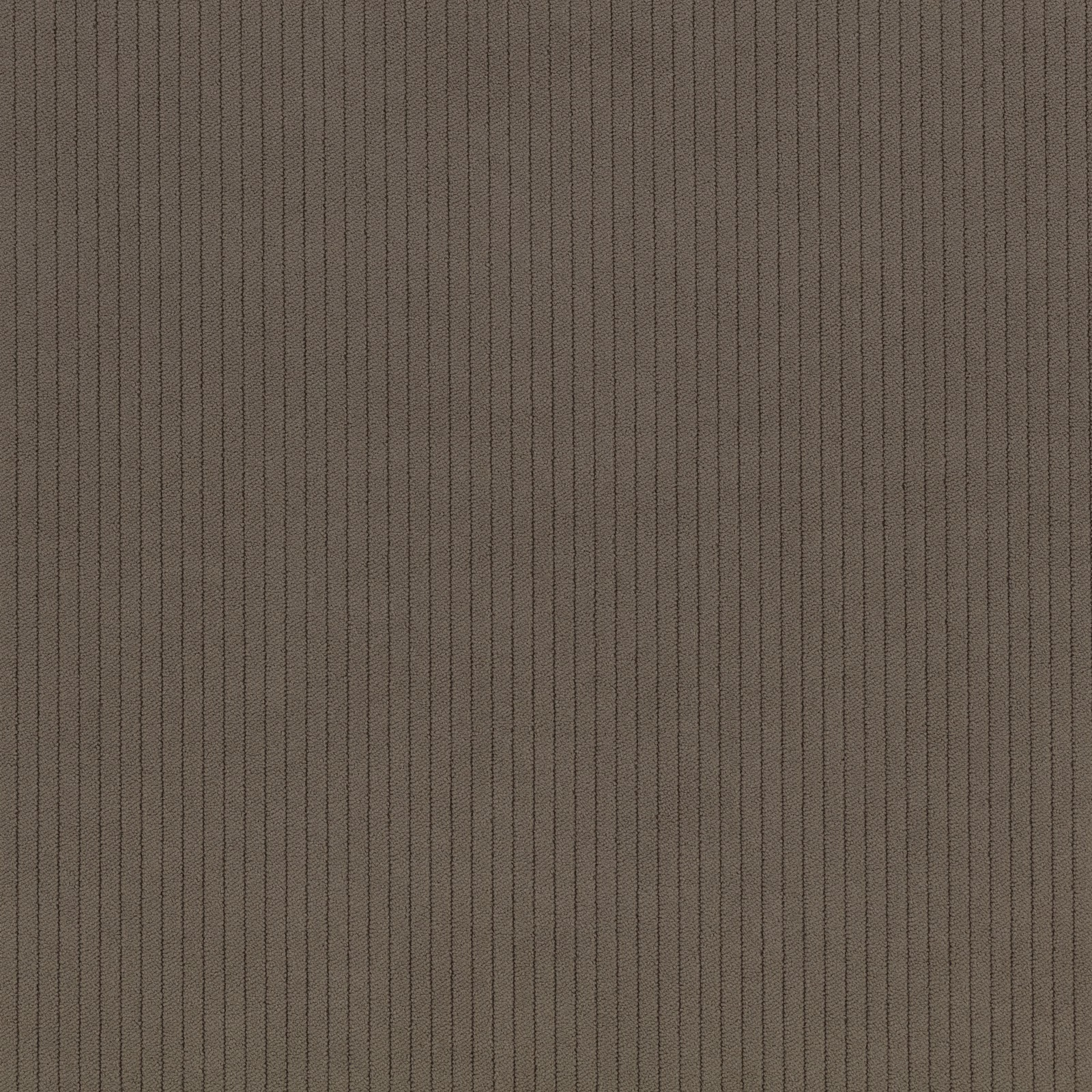 Close-up of deep grey-brown taupe fabric with fine vertical cord ribs