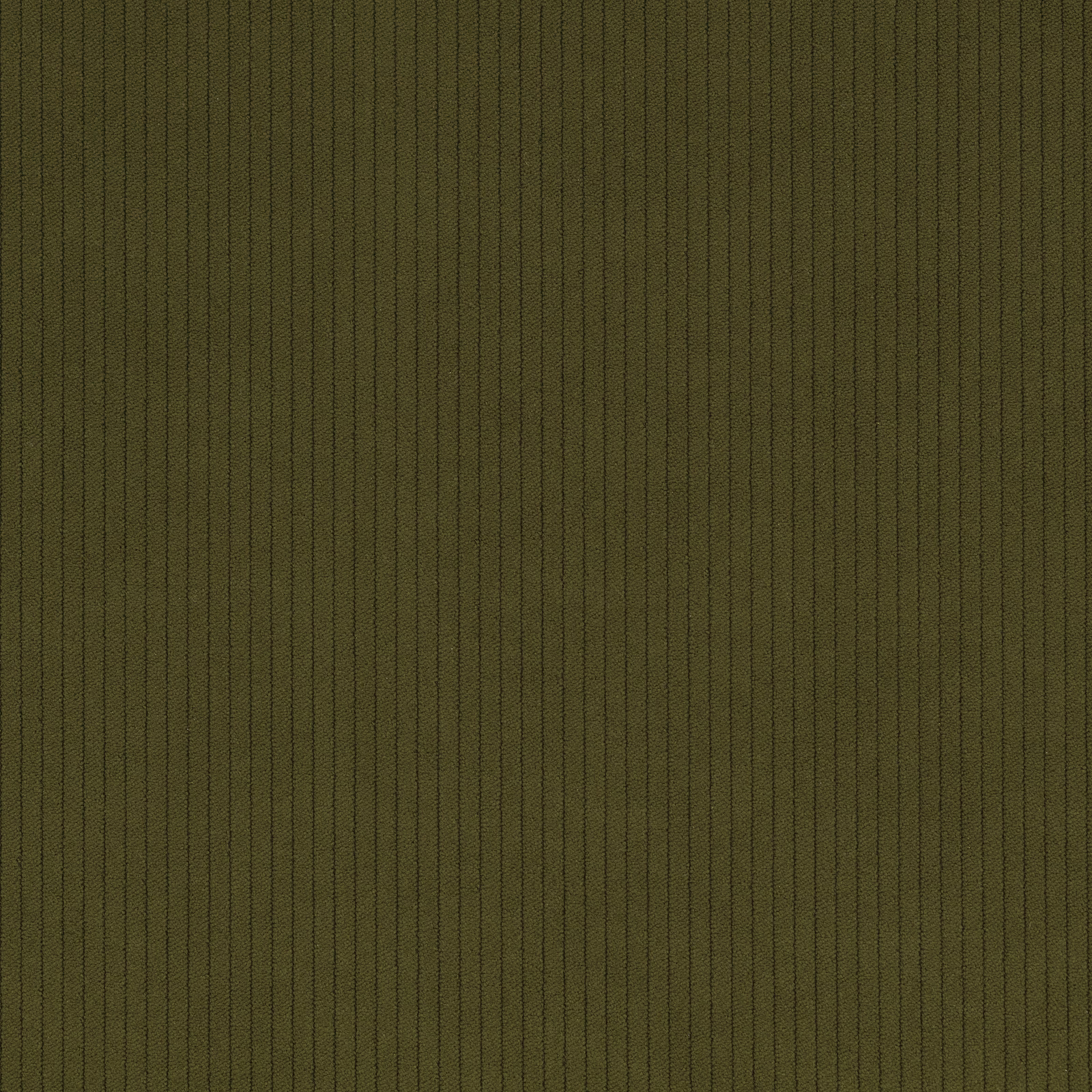 Deep olive-green cord fabric with fine vertical ribs and softly shaded texture