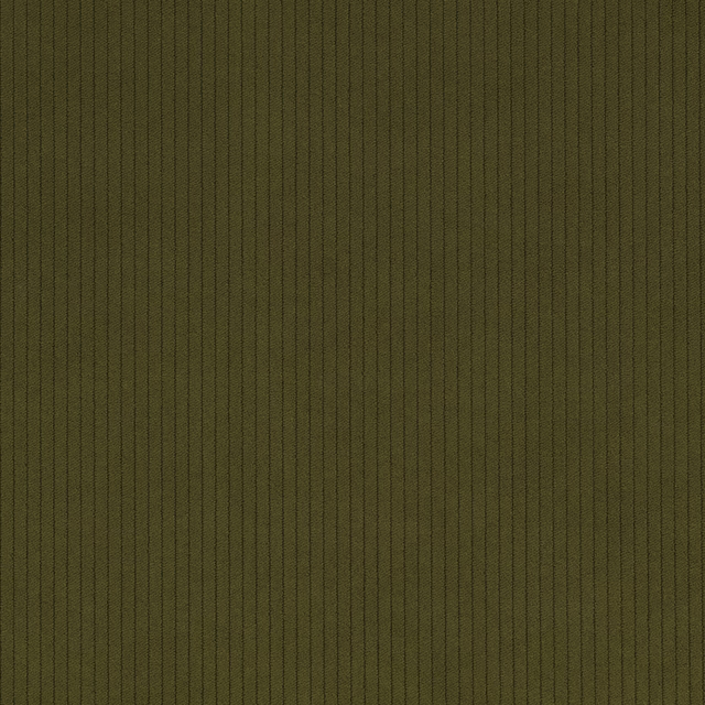 Deep olive-green cord fabric with fine vertical ribs and softly shaded texture