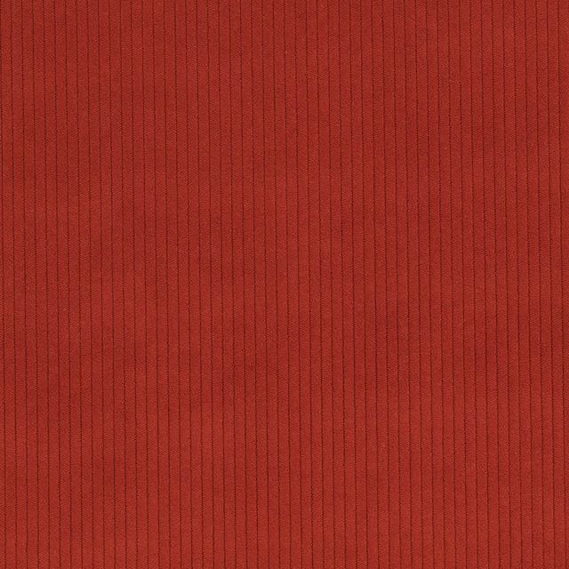 Burnt red corduroy swatch with fine, closely spaced vertical ribs