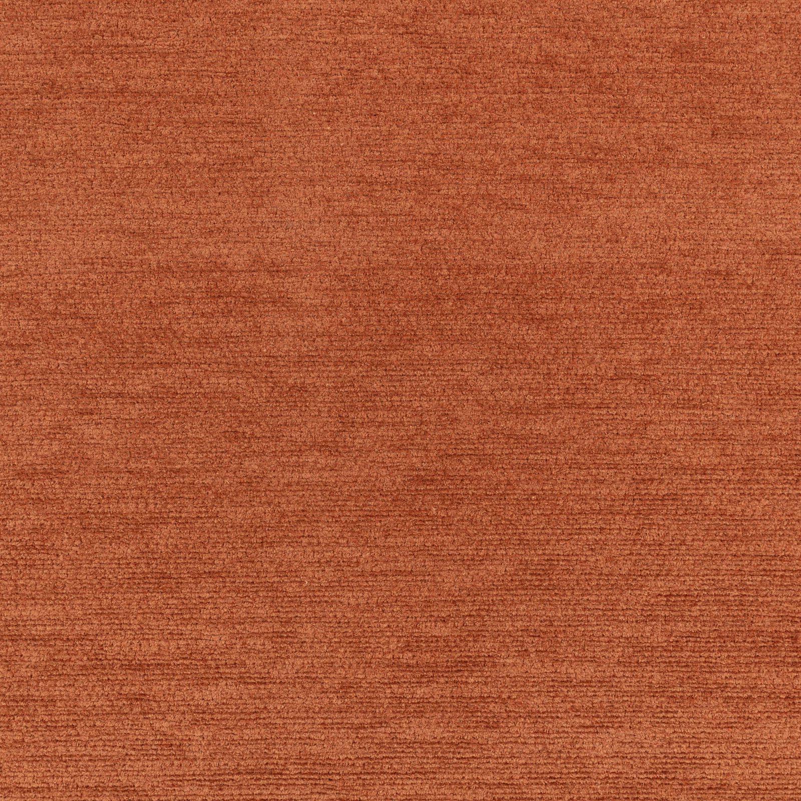 Warm burnt-terracotta fabric with a dense, softly striated horizontal weave