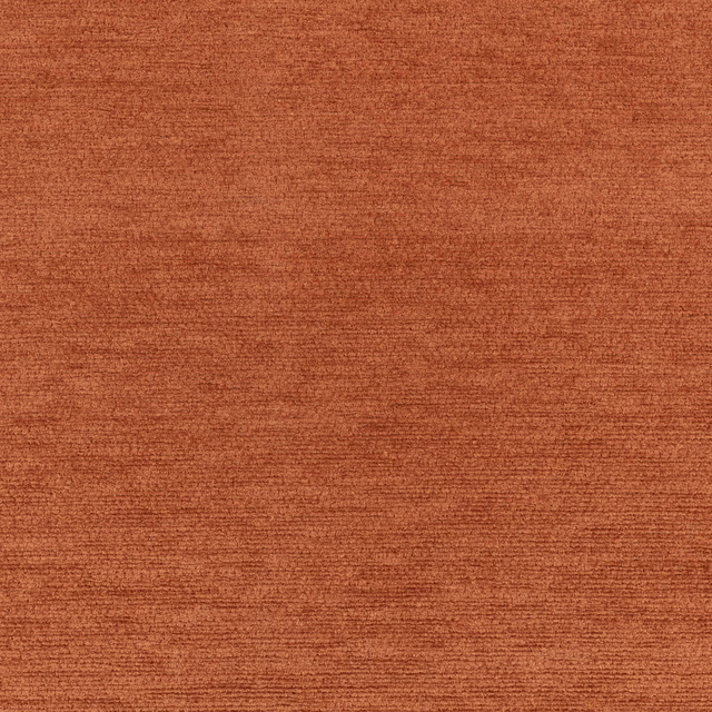 Warm burnt-terracotta fabric with a dense, softly striated horizontal weave
