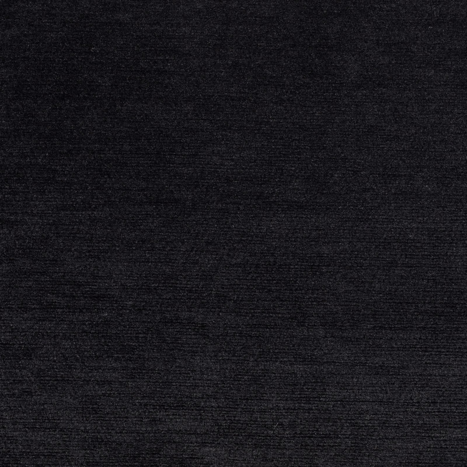 Deep jet black woven fabric with subtle horizontal striations and a softly tactile surface