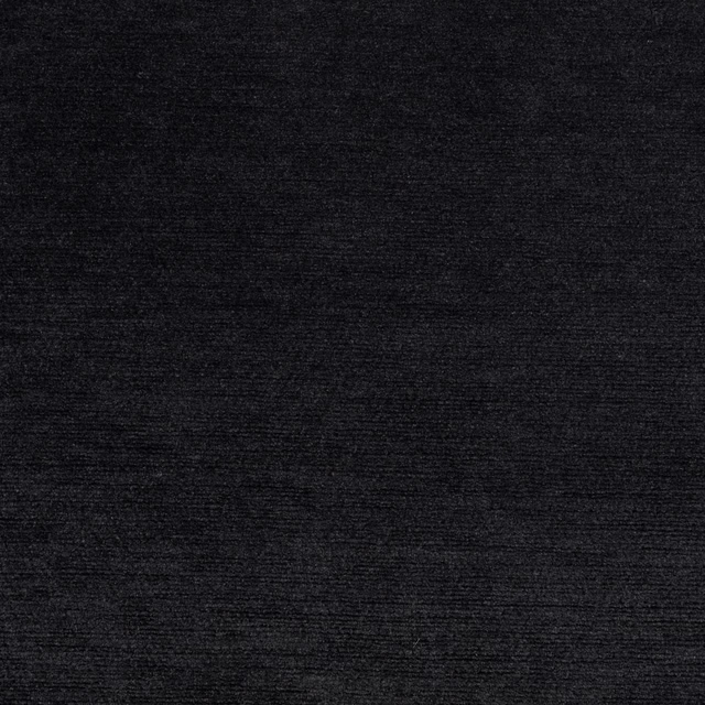 Deep jet black woven fabric with subtle horizontal striations and a softly tactile surface