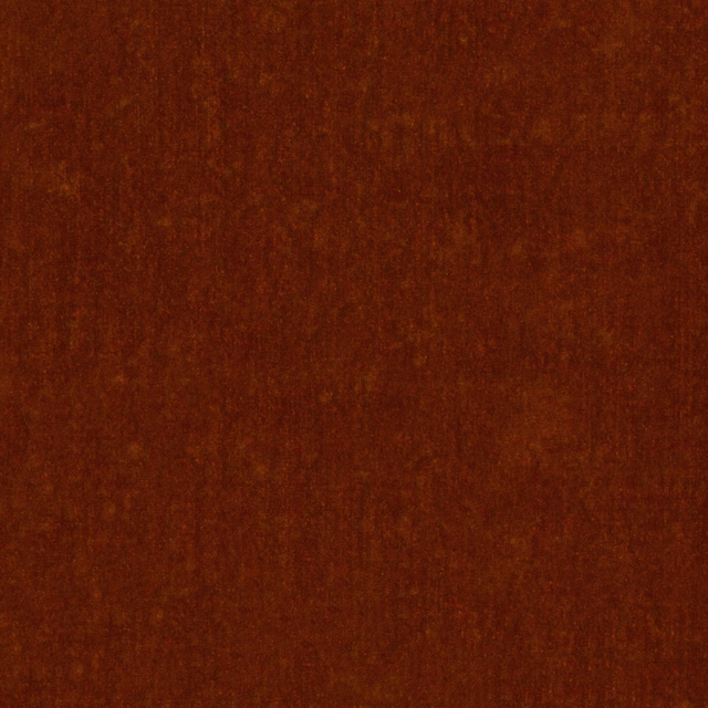 Deep burnt orange textile swatch with fine vertical striations and mottled brown depth