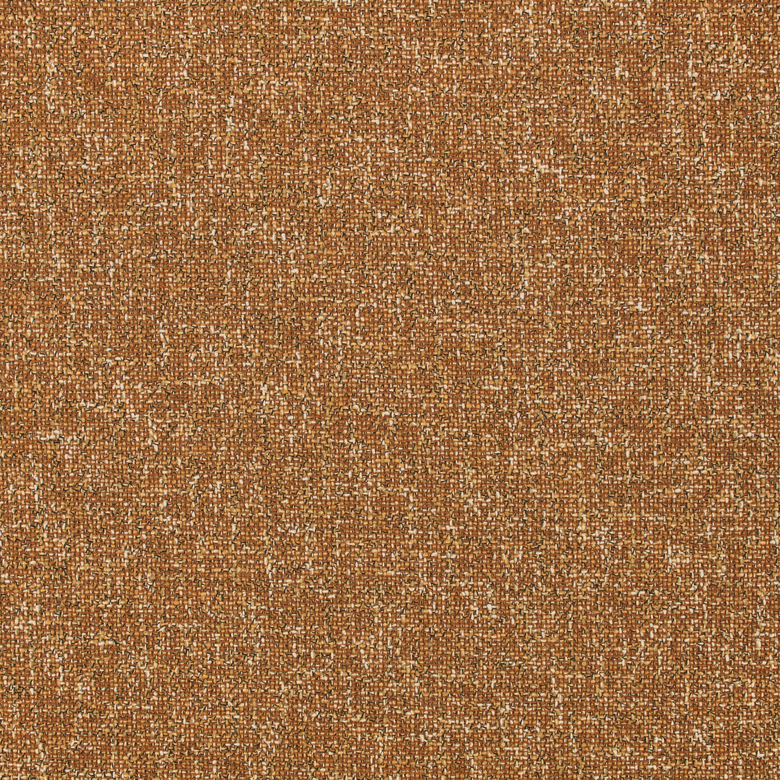 Close-up of warm rust-brown woven fabric with ochre and pale flecked texture