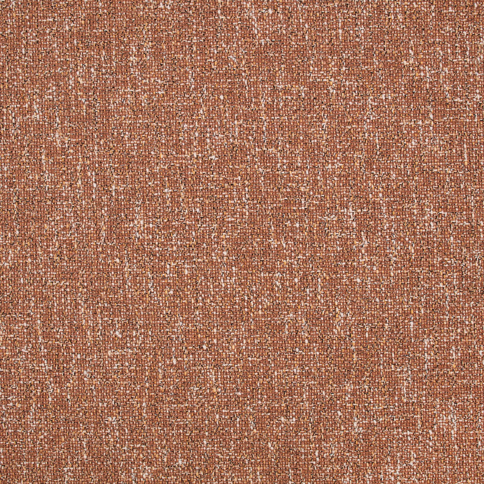 Close-up of warm rust woven textile with cream flecks and nubby texture