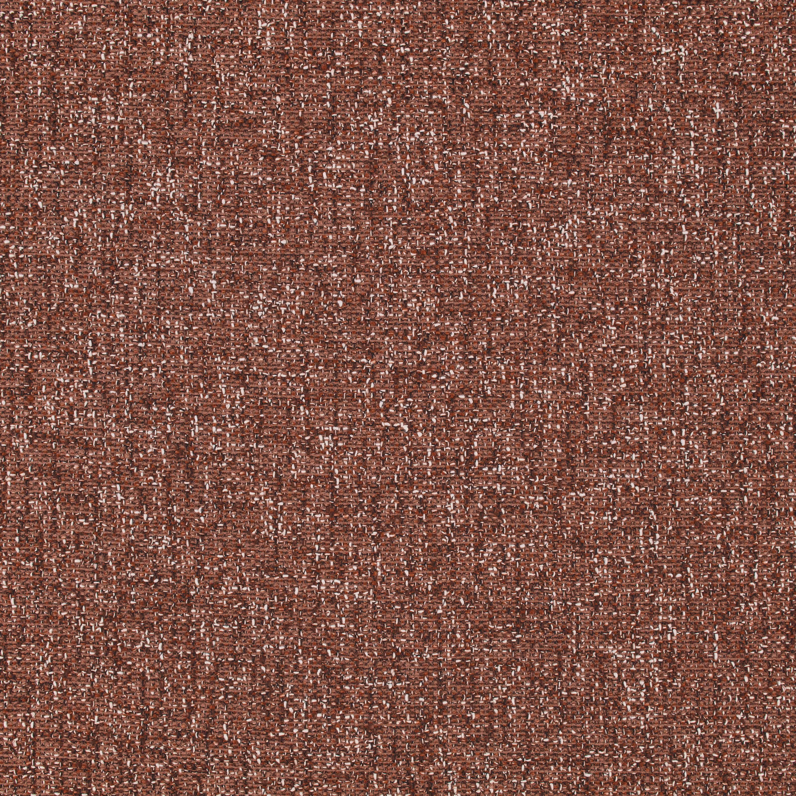 Warm russet-brown upholstery weave with pale flecks and a nubby surface