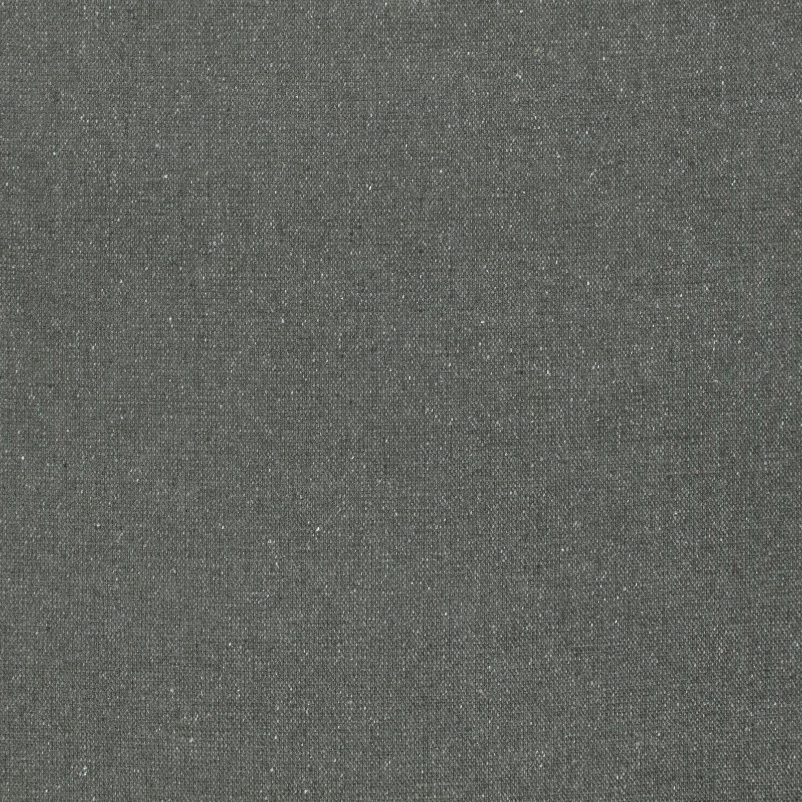 Close-up of charcoal-grey woven fabric with fine pale flecks and tactile grain