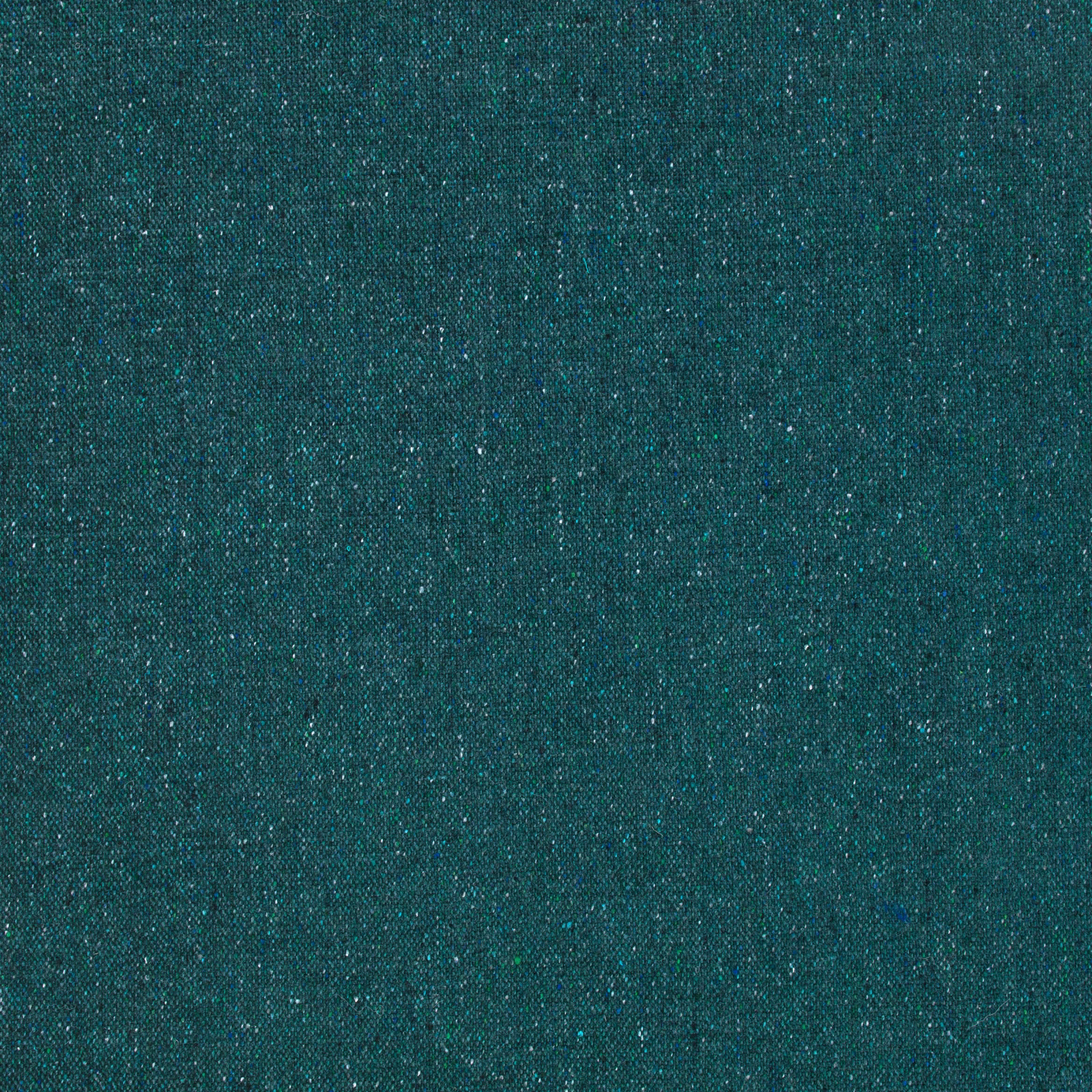 Close-up of peacock teal Fleck Eco fabric with a fine, flecked weave
