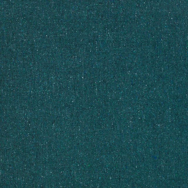Close-up of peacock teal Fleck Eco fabric with a fine, flecked weave