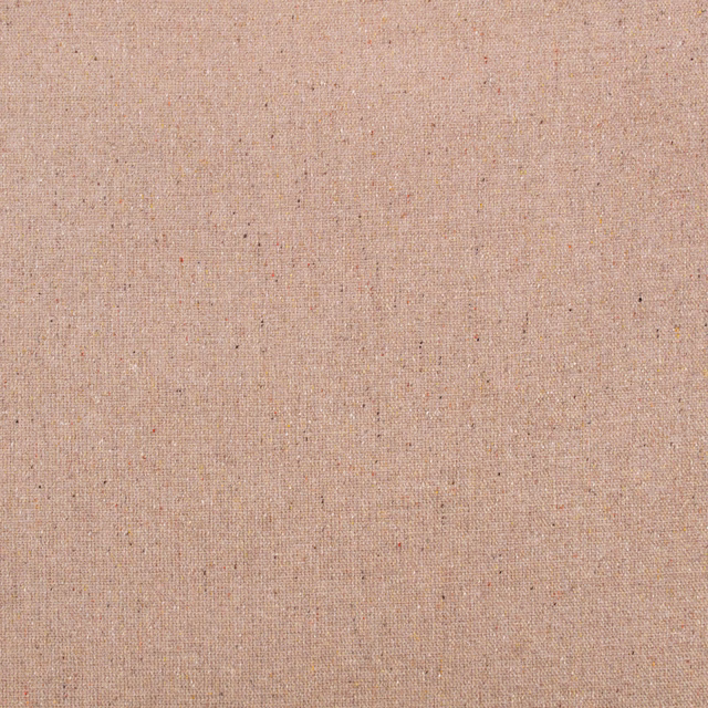 Powder-pink woven fabric with tiny dark flecks and softly textured plain weave