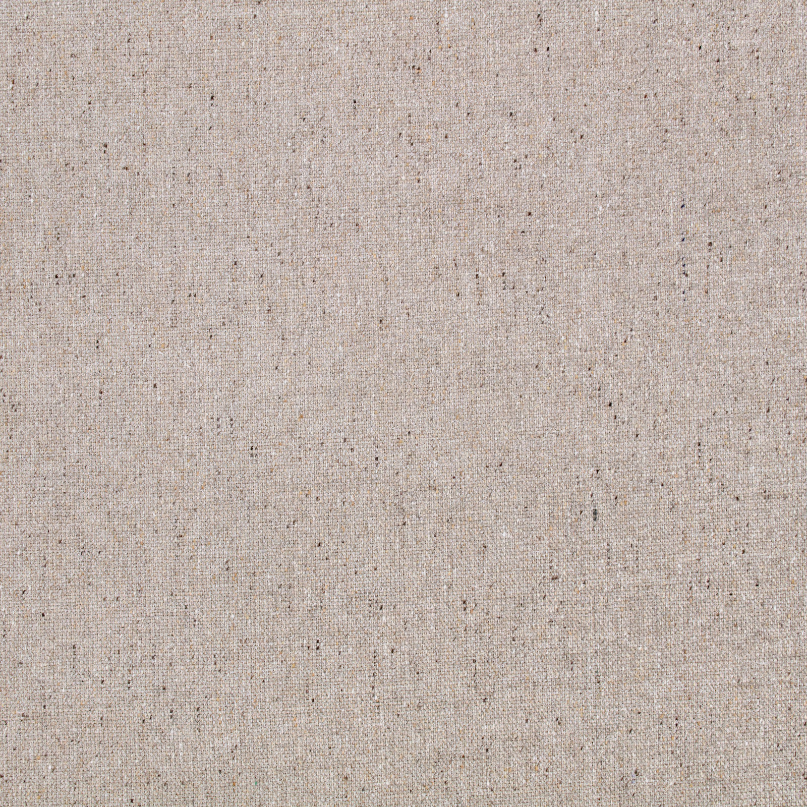 Light greige woven fabric with fine dark flecks and subtle slub texture