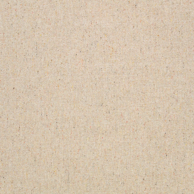Warm sandstone beige fabric with fine flecked weave and subtle tonal variation