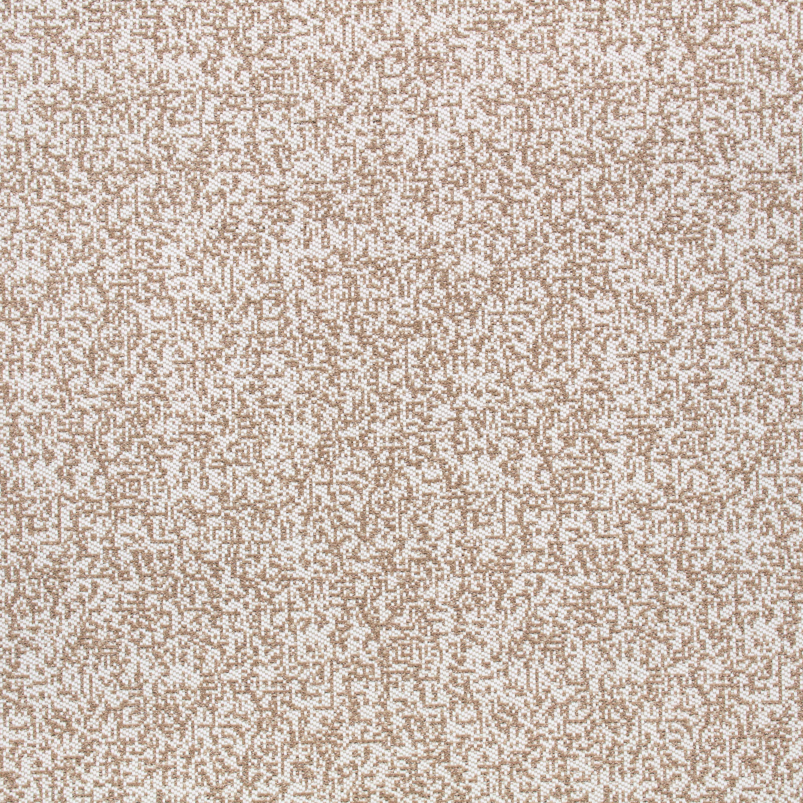 Warm taupe and cream fabric with a small-scale broken pixel texture in close-up