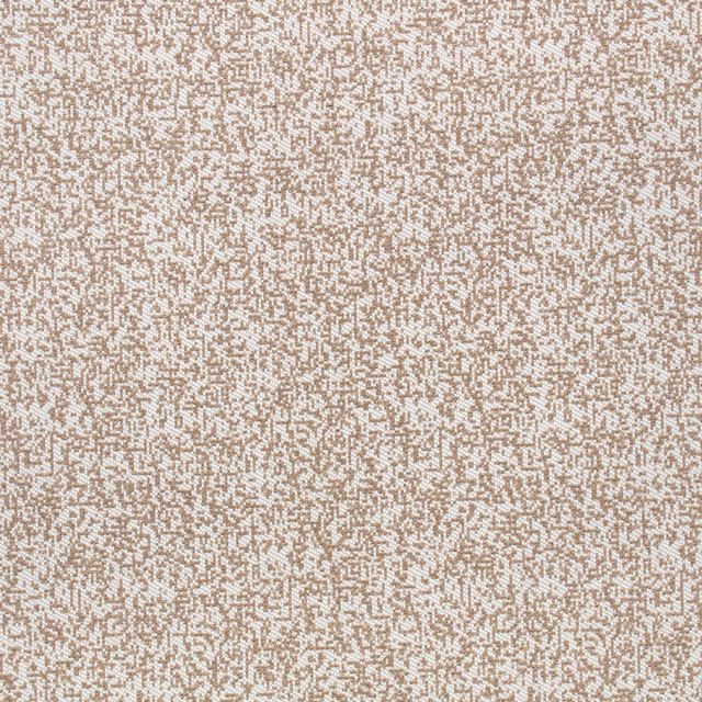 Warm taupe and cream fabric with a small-scale broken pixel texture in close-up