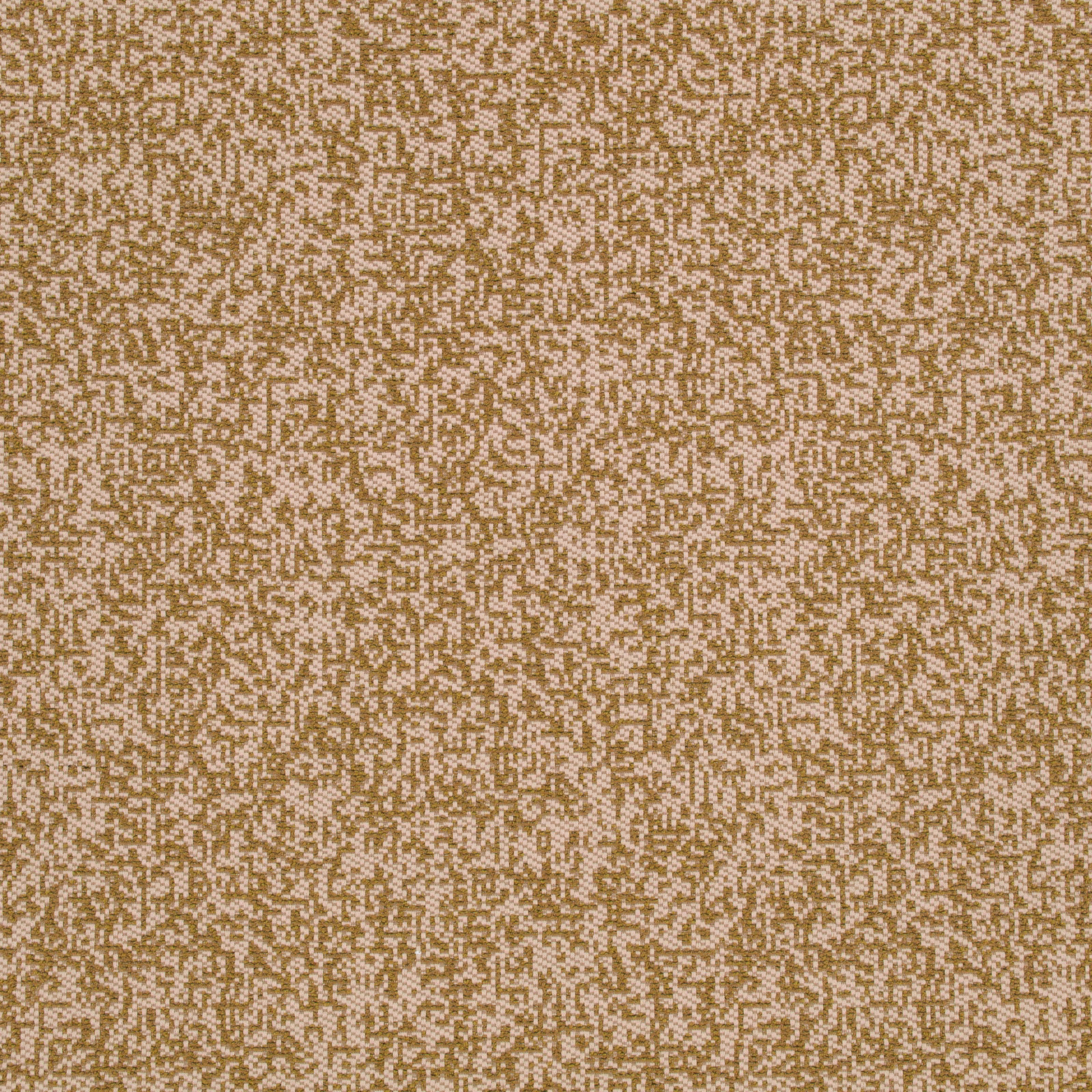 Warm ochre woven ground with tiny cream maze-like geometric flecks