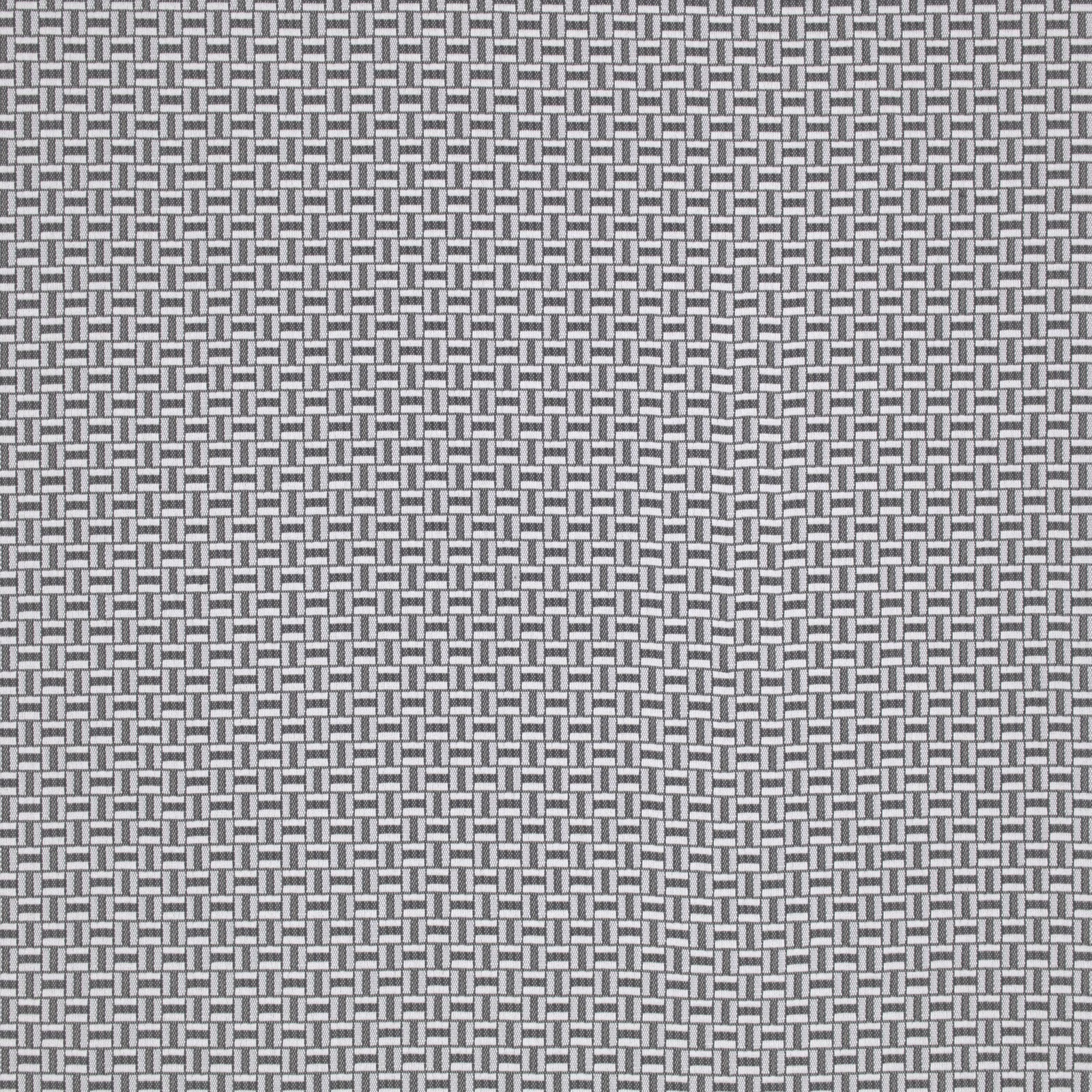 Charcoal-grey textile with tightly repeated pale rectangular basketweave motifs