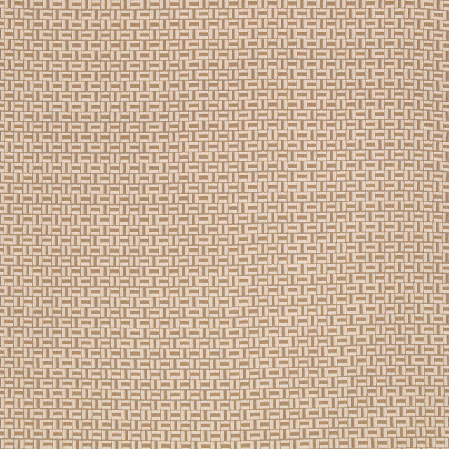 Warm Havana taupe woven ground with cream interlocking rectangular motif