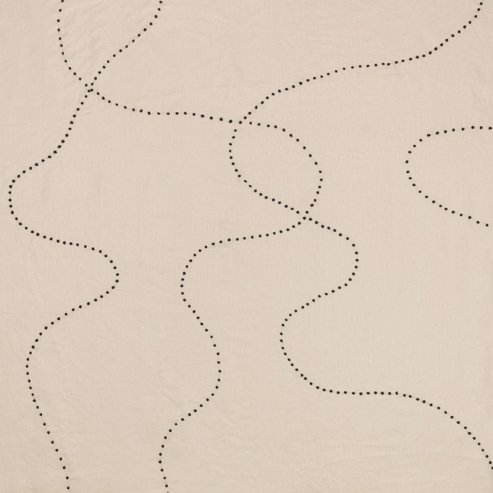 Warm ivory textile with winding charcoal dotted lines and subtle woven texture