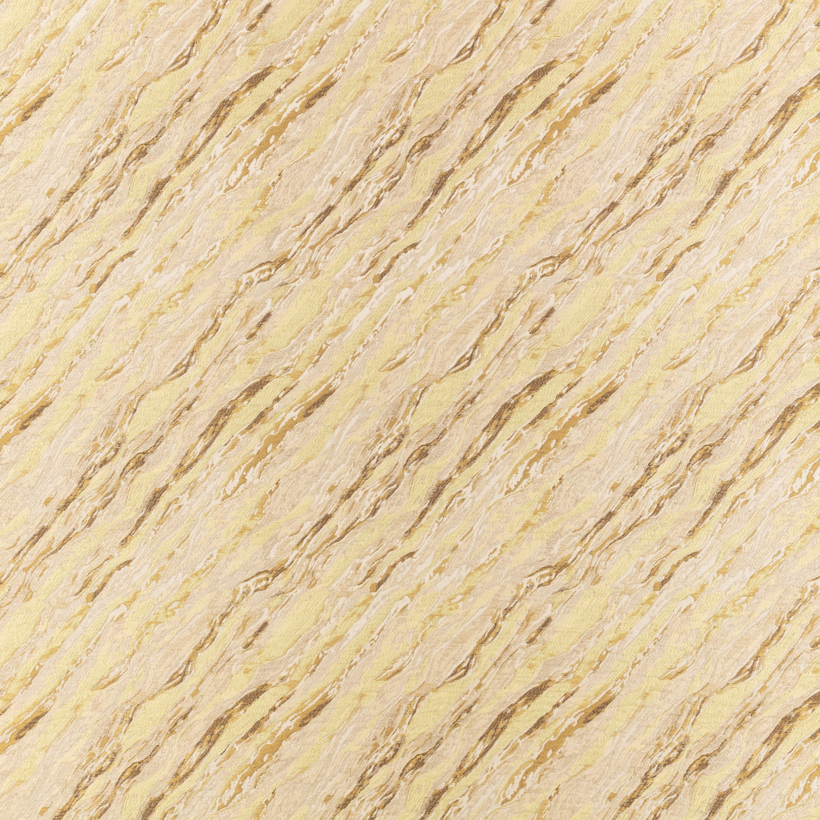 Cream and zest-yellow fabric with diagonal taupe marbled striations
