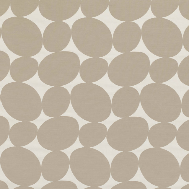 Taupe-beige rounded circles woven across an off-white ground in Circles Natural