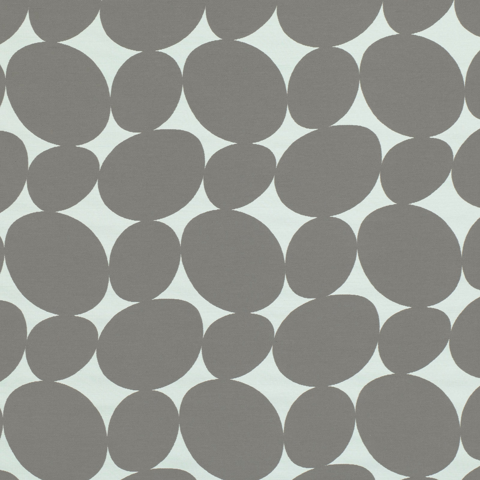 Pale sky-blue woven ground with oversized soft-grey rounded pebble motifs