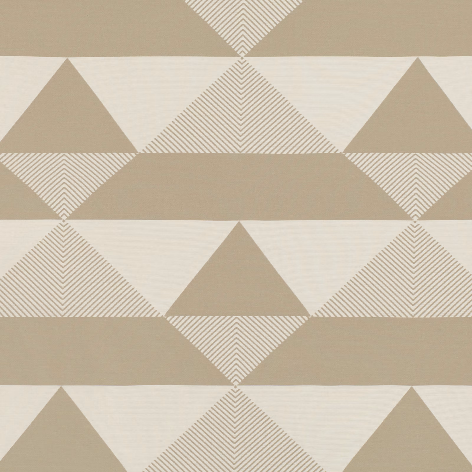 Warm taupe and ivory geometric triangles with fine diagonal line-filled diamonds