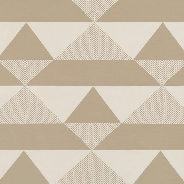 Warm taupe and ivory geometric triangles with fine diagonal line-filled diamonds