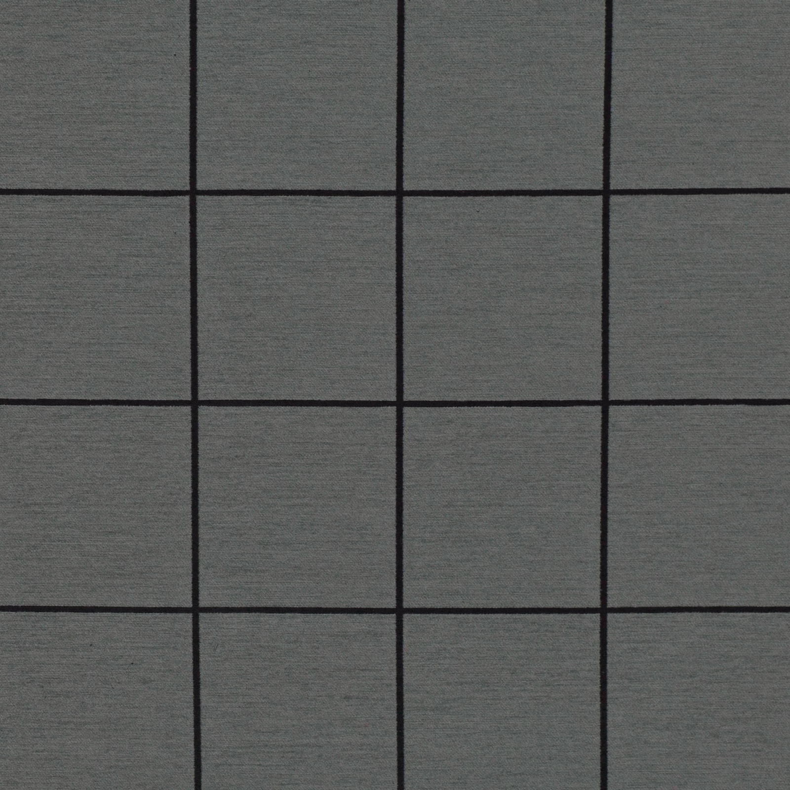 Graphite grey woven textile with black rectangular grid lines and subtle texture